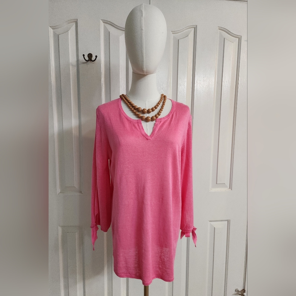 Talbots - Pink Long Sleeve Top with Tie Details - Size M